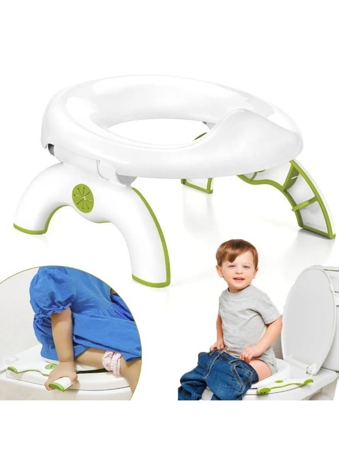 2-in-1 Foldable Portable Kids Potty Training Seat – Travel Toilet Trainer with Stable Anti-Slip Legs – Compact Toddler Potty for Home, Car & Outdoor Travel - Image 1