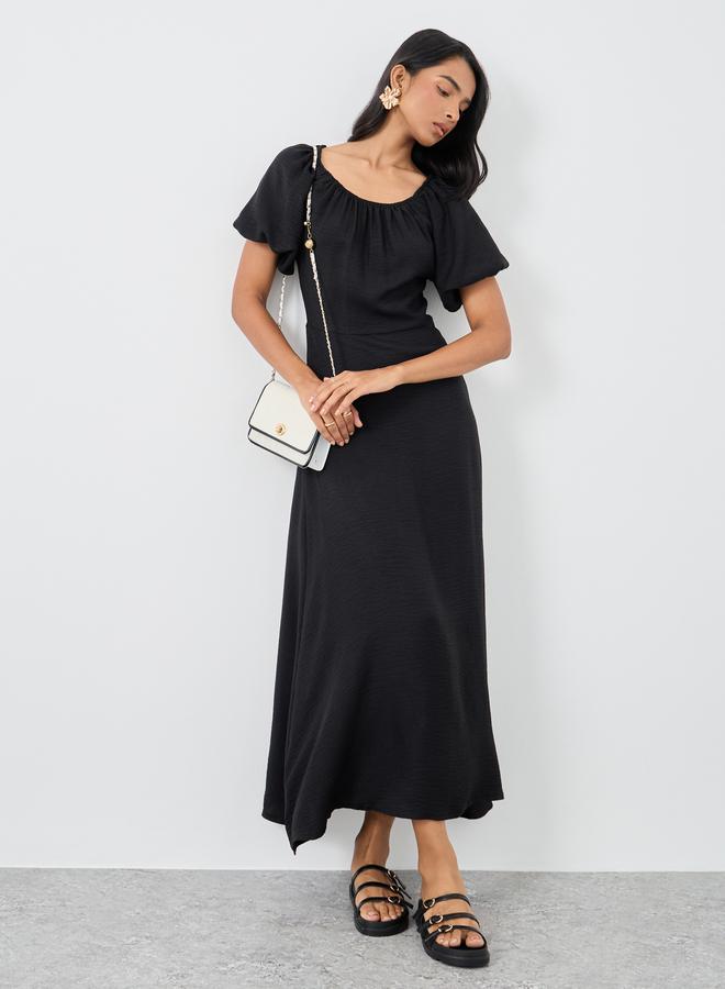 تايك تو فستان ميدي بأكمام منفوشة بياقة دائرية - Image 1