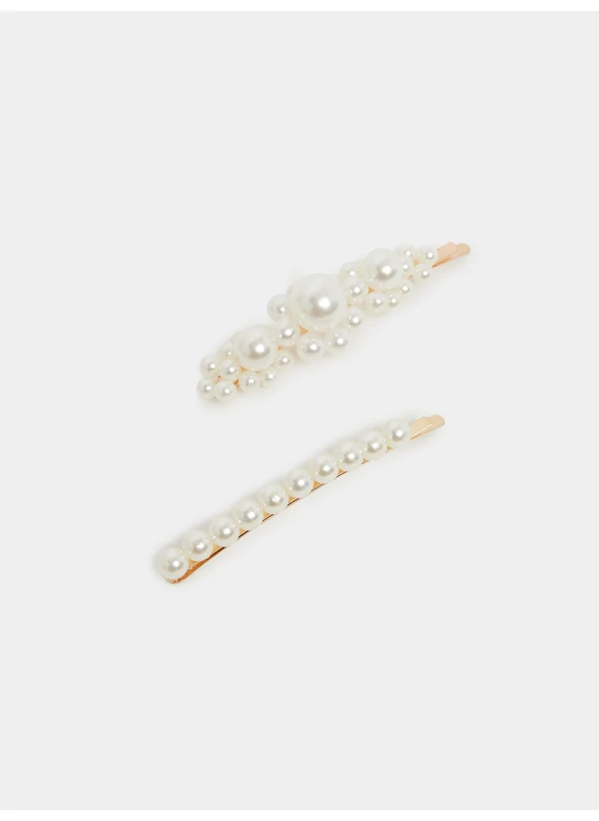 Styli Styli Set of 2 - Faux Pearl Embellished Hair Clip