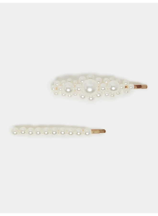Styli Styli Set of 2 - Faux Pearl Embellished Hair Clip