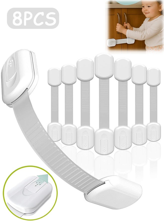 إم إكس إن 8 عبوات من أقفال أمان الأطفال - أقفال خزانة لاصقة سريعة وسهلة 3M، بدون براغي ومغناطيس، مجموعة حماية للأطفال متعددة الأغراض للأثاث وأفران المطبخ ومقاعد المرحاض - Image 1
