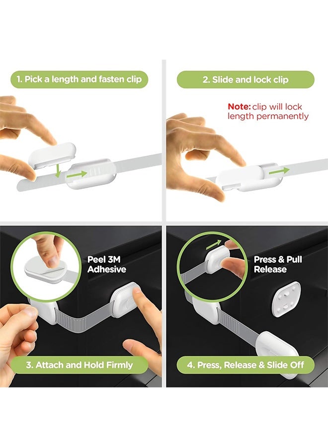إم إكس إن 8 عبوات من أقفال أمان الأطفال - أقفال خزانة لاصقة سريعة وسهلة 3M، بدون براغي ومغناطيس، مجموعة حماية للأطفال متعددة الأغراض للأثاث وأفران المطبخ ومقاعد المرحاض - Image 4