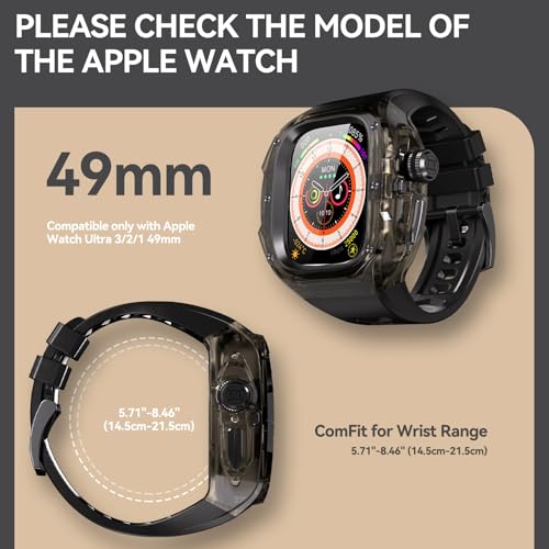 YOGRE for Apple Watch Ultra 3/2/1 49mm Case, Rugged Case with Band for Apple Watch 49mm One-Click Open Design and Military Grade Shockproof Bumper Cover for Men and Women (Black) - Image 2