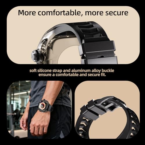 YOGRE for Apple Watch Ultra 3/2/1 49mm Case, Rugged Case with Band for Apple Watch 49mm One-Click Open Design and Military Grade Shockproof Bumper Cover for Men and Women (Black) - Image 5