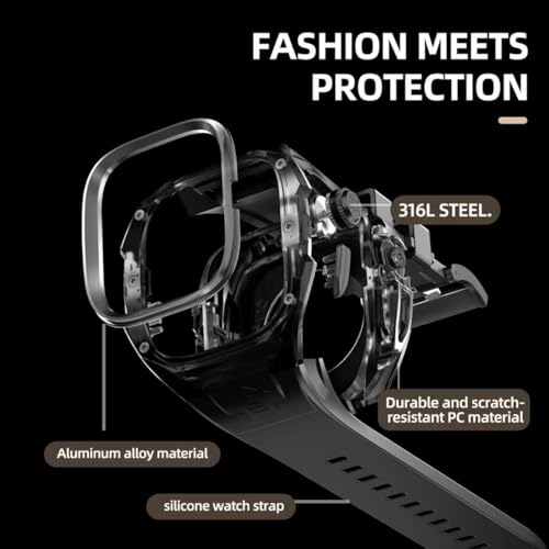YOGRE for Apple Watch Ultra 3/2/1 49mm Case, Rugged Case with Band for Apple Watch 49mm One-Click Open Design and Military Grade Shockproof Bumper Cover for Men and Women (Black) - Image 4