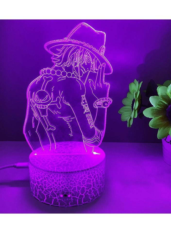 Y&D ONE PIECE Ace 3D night light remote control color changing LED desk light animation night light