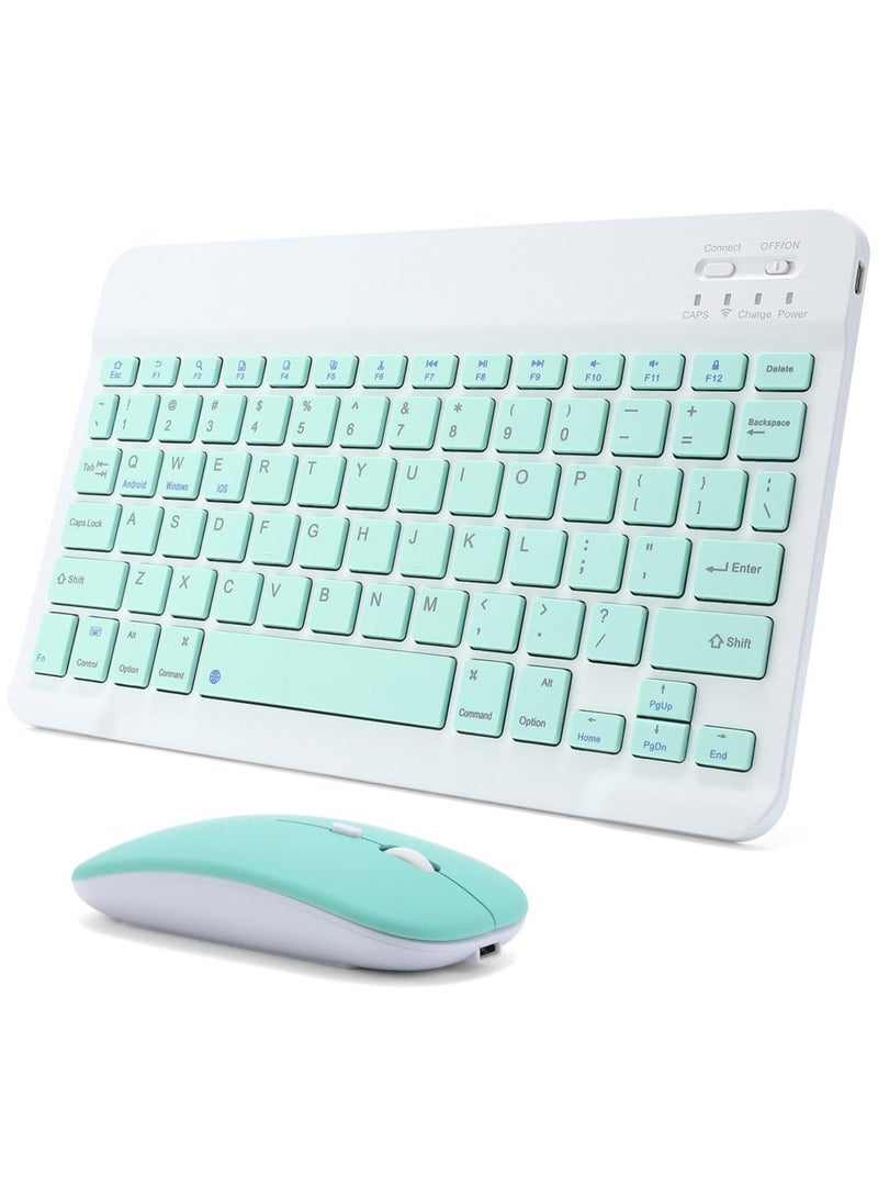 Denx Wireless Bluetooth Three System Universal Mobilephone and Tablet Keyboard with Mouse Set - English Blue - Image 1