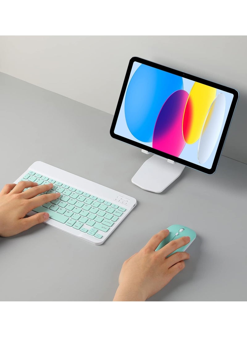 Denx Wireless Bluetooth Three System Universal Mobilephone and Tablet Keyboard with Mouse Set - English Blue - Image 2