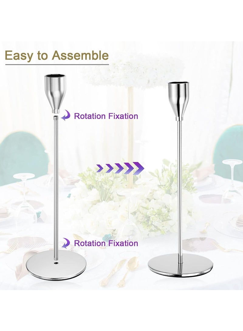 3 Pcs Silver Candle Holders,Metal Taper Candle Holders,Tall Candlestick Holders,Fits 2.2cm Thick Candle&Led Candles,for Table Centerpiece,Mantels,Weddings,Dining,Party - Image 4