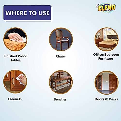 Cleno Wood & Laminate Furniture Wet Wipes Clean, Restore Polish & Protects, Tables/Chairs/Cupboard/Bedroom Furniture/Cabinets/Benches/Doors/Desks/All Types of Furniture - 50 Wipes (Ready to Use) - Image 2