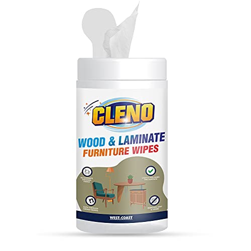Cleno Wood & Laminate Furniture Wet Wipes Clean, Restore Polish & Protects, Tables/Chairs/Cupboard/Bedroom Furniture/Cabinets/Benches/Doors/Desks/All Types of Furniture - 50 Wipes (Ready to Use) - Image 1