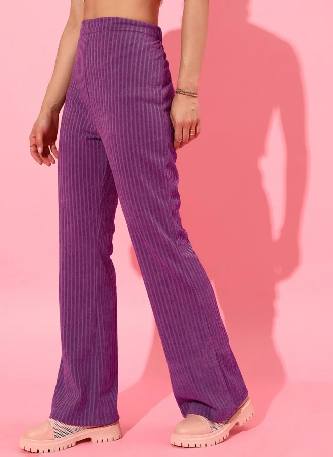 STREET 9 Purple Flared Trousers for Women