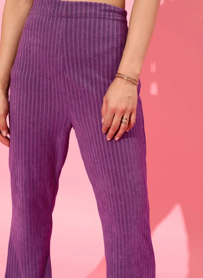 STREET 9 Purple Flared Trousers for Women