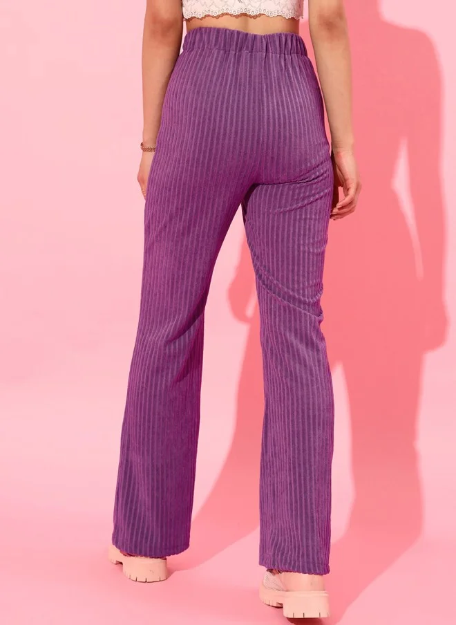 STREET 9 Purple Flared Trousers for Women
