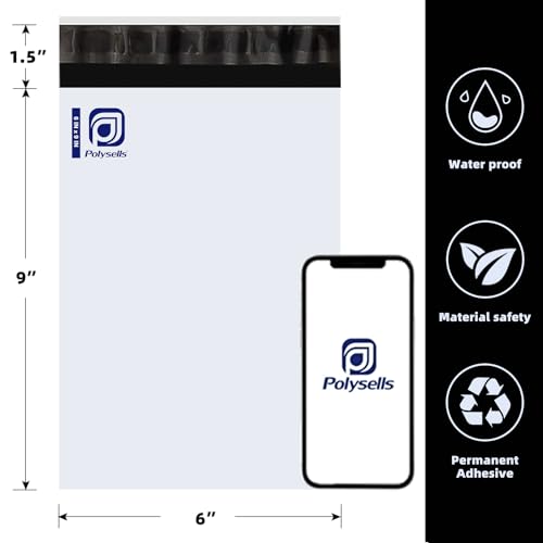 POLYSELLS Poly Mailers Shipping Envelopes, Strong Adhesive Sealing, Waterproof, and Tear-resistant Postal Mailing Bags for Clothing, Books, and Accessories (White, 100, 6" X 9") - Image 2
