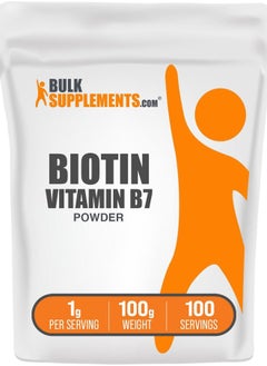 BULKSUPPLEMENTS.COM .com Biotin 10000mcg Powder - Biotin Powder, Biotin Vitamins for Hair, Skin and Nails - as Vitamin B7, Gluten Free, 1000mg per Serving (10mg Biotin), 100g (3.5 oz) (Pack of 1)  - Image 1