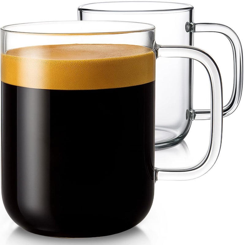 Aquach Glass Mugs 20 oz Set of 2, Extra Large Clear Glass Cup with Handle for Hot/Cold Coffee Tea Beverage, Drinking Glasses - Image 1