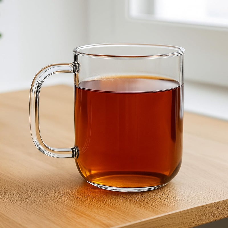 Aquach Glass Mugs 20 oz Set of 2, Extra Large Clear Glass Cup with Handle for Hot/Cold Coffee Tea Beverage, Drinking Glasses - Image 5