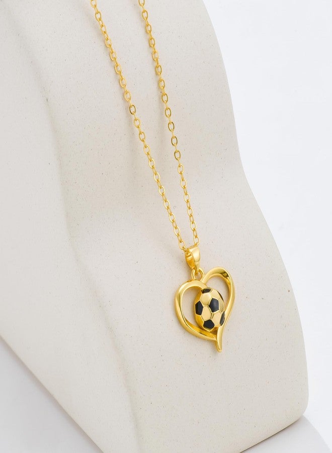 HANRESHE Soccer Necklace 14K Gold Plated Stainless Steel Pendant for Soccer Necklace - Image 4