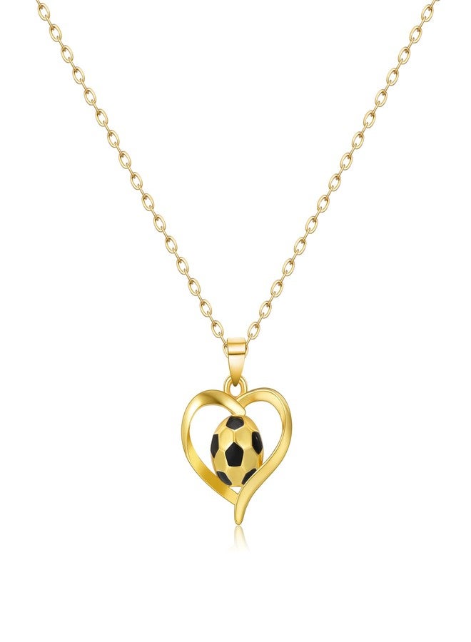 HANRESHE Soccer Necklace 14K Gold Plated Stainless Steel Pendant for Soccer Necklace - Image 1