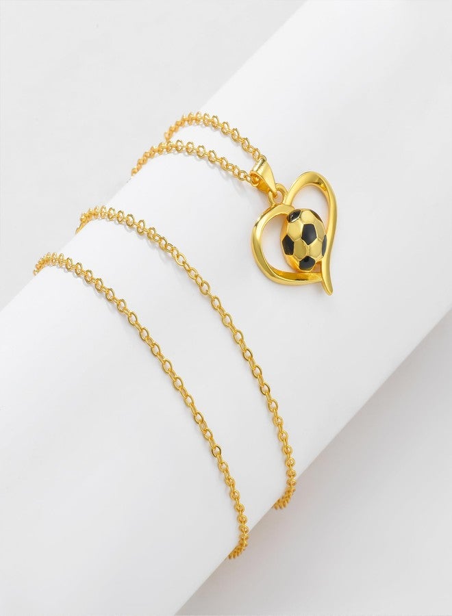 HANRESHE Soccer Necklace 14K Gold Plated Stainless Steel Pendant for Soccer Necklace - Image 5