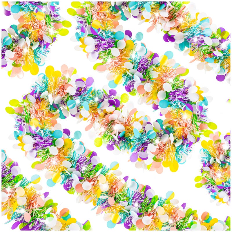 KVCSYAW 6 PCS Easter Tinsel Garland 394 ft Egg Tinsel Garlands Colorful Fringe Easter Hanging Garland Decorations for for Easter Party Wedding New Years Home Indoor Outdoor Decor 