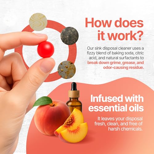 Perfa Sink Garbage Disposal Cleaner 50-Count | Easy-Use Garbage Can Odor Eliminator with Powerful Cleaning Action | Peach Scented Sink Drain Cleaner and Sink Smell Eliminator | Quality Home Living by Perfa - Image 3