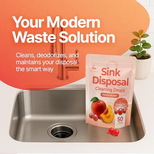 Perfa Sink Garbage Disposal Cleaner 50-Count | Easy-Use Garbage Can Odor Eliminator with Powerful Cleaning Action | Peach Scented Sink Drain Cleaner and Sink Smell Eliminator | Quality Home Living by Perfa - Image 2