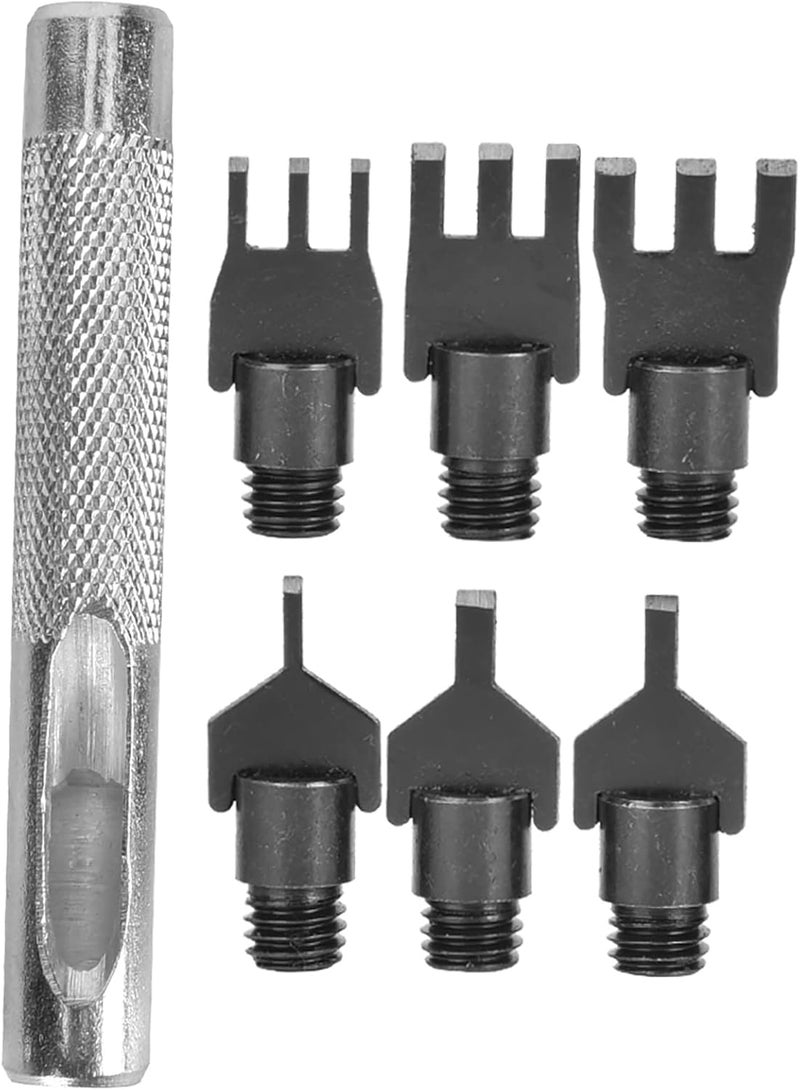 Flat Prong Chisel Carbon Steel Leather Spacing Hole Punch, DIY Leather Carving Tool with Interchangeable Heads, Heat Treated Durable Belt Punching Tool for Crafters - Image 4