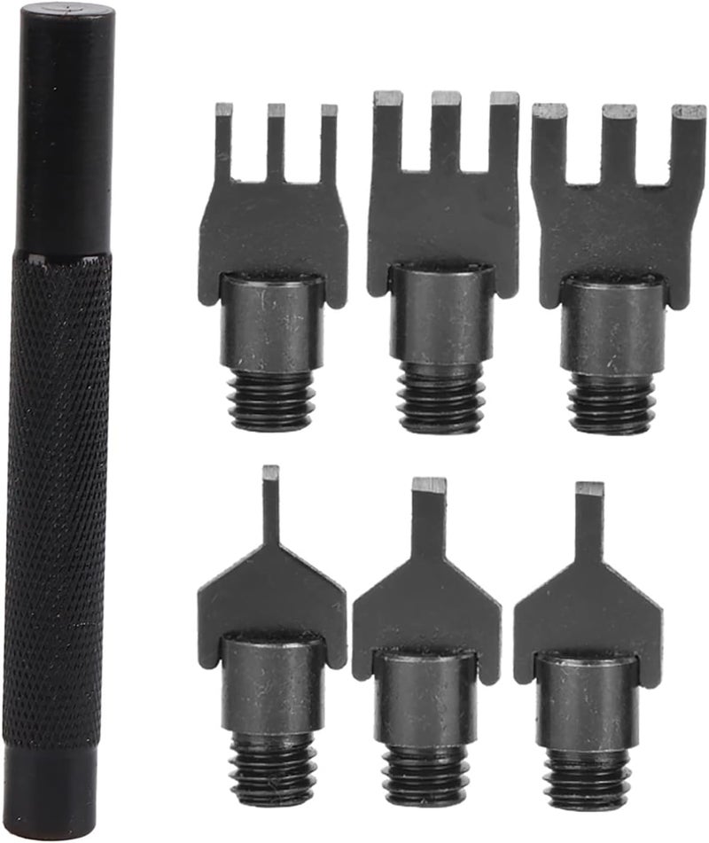 Flat Prong Chisel Carbon Steel Leather Spacing Hole Punch, DIY Leather Carving Tool with Interchangeable Heads, Heat Treated Durable Belt Punching Tool for Crafters - Image 1