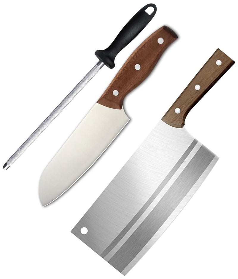 Captoola طقم سكاكين مطبخ من الفولاذ المقاوم للصدأ عالي الكربون من كابتولا - سكين جزار للحوم 3 قطع مع شارب - Image 1