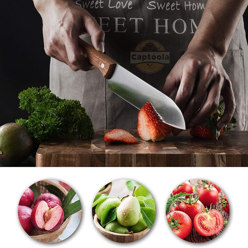 Captoola طقم سكاكين مطبخ من الفولاذ المقاوم للصدأ عالي الكربون من كابتولا - سكين جزار للحوم 3 قطع مع شارب - Image 5