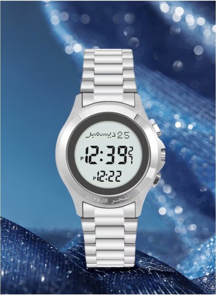 Al Fajr ساعة رقمية مقاومة للماء للرجال WR02SW - 35 مم - فضي - Image 2
