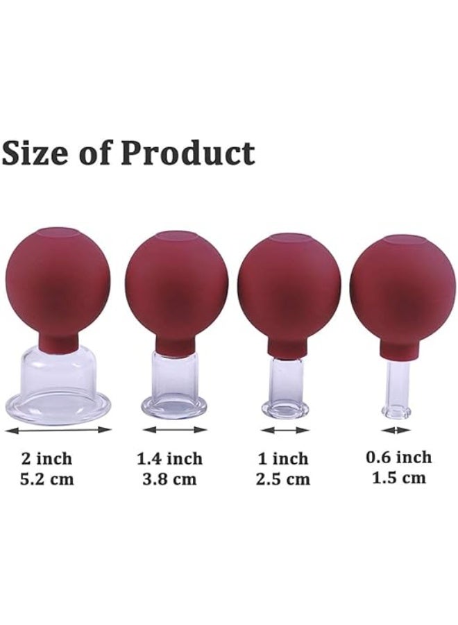4-Piece Professional Glass Facial Cupping Set – Silicone Vacuum Suction Cups – Anti-Cellulite & Lymphatic Therapy Kit – For Eyes, Face & Body Skin Rejuvenation - Image 4