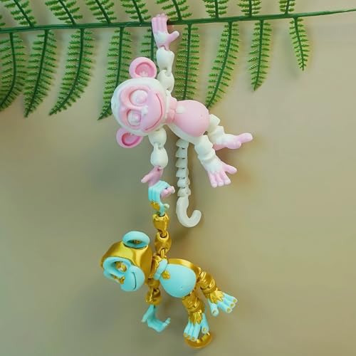 Xonery 3D Printed Monkey Kids Toy Articulated Animal Figurine Executive Desk Toys Festive Holiday Desk DecorValentines Day GiftsMini Play OrnamentParty Favors Banana Snow - Image 5