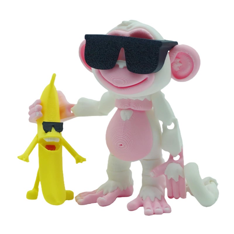 Xonery 3D Printed Monkey Kids Toy Articulated Animal Figurine Executive Desk Toys Festive Holiday Desk DecorValentines Day GiftsMini Play OrnamentParty Favors Banana Snow - Image 3
