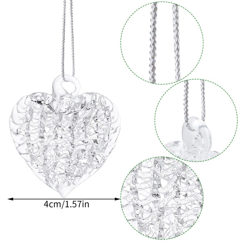 Bskifnn 12PCS Heart Ornaments for Valentine Crystal Glass Heart Shape Hanging Ornaments for Christmas Valentine's Anniversary Wedding Party Decoration - Image 3