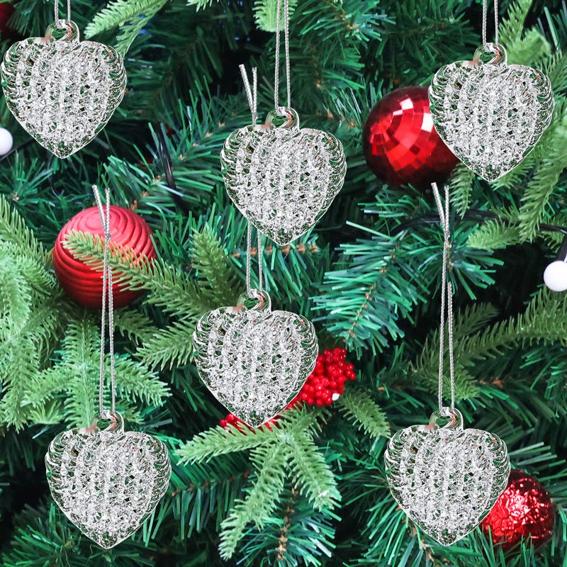 Bskifnn 12PCS Heart Ornaments for Valentine Crystal Glass Heart Shape Hanging Ornaments for Christmas Valentine's Anniversary Wedding Party Decoration - Image 4