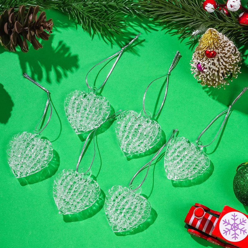 Bskifnn 12PCS Heart Ornaments for Valentine Crystal Glass Heart Shape Hanging Ornaments for Christmas Valentine's Anniversary Wedding Party Decoration - Image 5