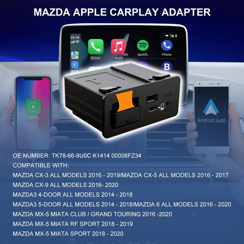 HMYC Mazda Carplay and Android Auto Retrofit Kit, TK78-66-9U0C OEM Media Hub for MZD Connect System (2015-2020) - Image 5