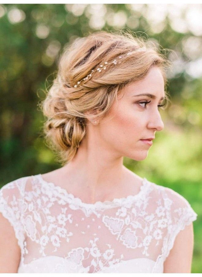 Catery Bride Wedding Headband Pearl Hair Vine Braid Headpieces Bridal Hair Accessories For Women(Sliver)  - Image 5