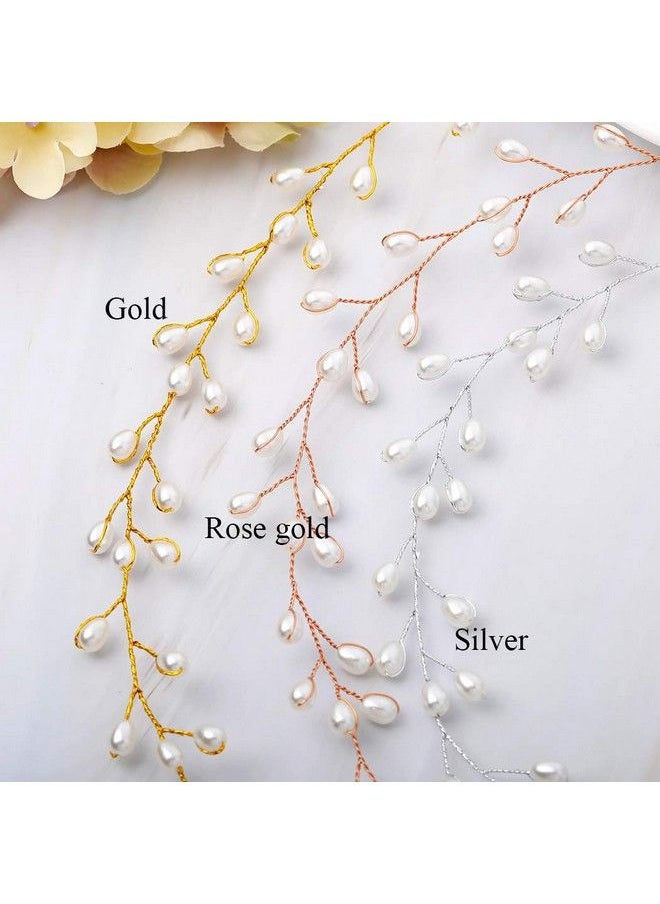 Catery Bride Wedding Headband Pearl Hair Vine Braid Headpieces Bridal Hair Accessories For Women(Sliver)  - Image 3
