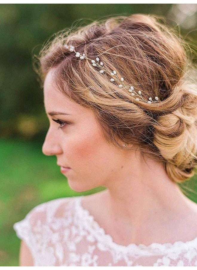 Catery Bride Wedding Headband Pearl Hair Vine Braid Headpieces Bridal Hair Accessories For Women(Sliver)  - Image 2