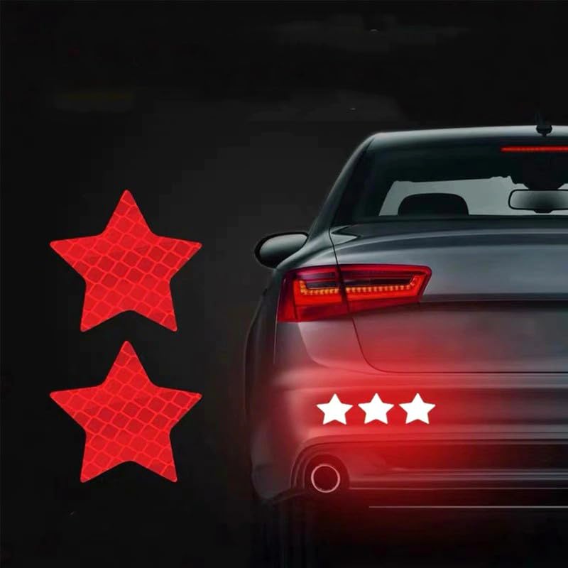 Buylogy® (Red) 10Pcs Star Car Truck Bumper Safety Reflective Warning Strip Night Driving Riding Safety Stickers Motorcycle Bicycles Safety Sticker - Image 1