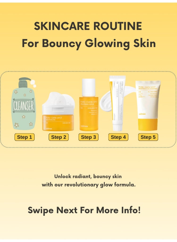 سيليماكس مجموعة سيليماكس للعناية بالمسام المشرقة: وسادات تفتيح، مصل تفتيح، كريم تفتيح، وواقي شمسي مشرق SPF50+ PA++++ لبشرة أكثر إشراقًا ونعومة وتوحيدًا. - Image 3