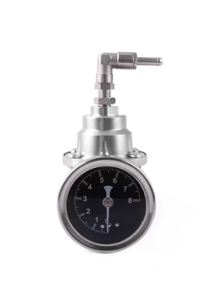AROAQ Automotive Adjustable Fuel Pressure Regulator Oil Gauge, Economical Gas Saver Gasoline Regulator, Gas Oil Injection Pressure Regulator to Improve Car Performance, (Silver)  - Image 1