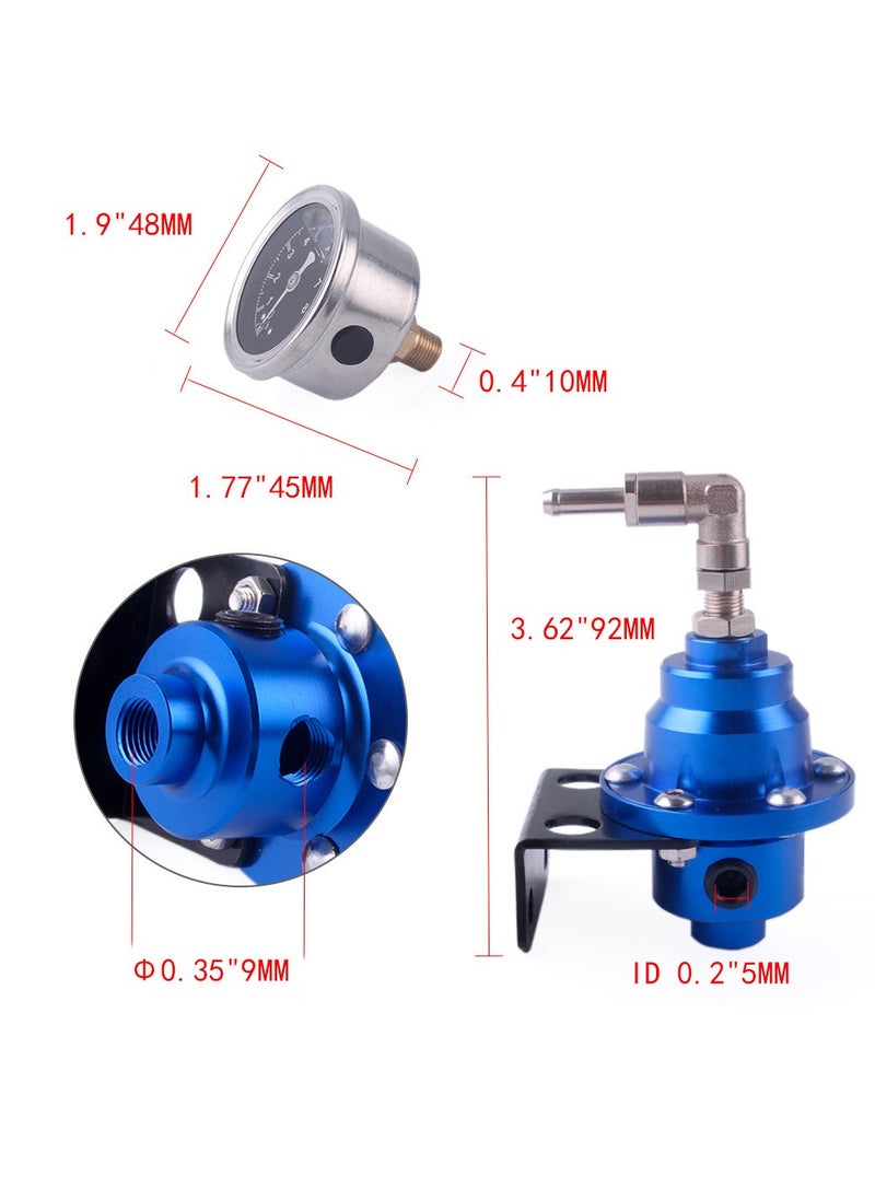 AROAQ Automotive Adjustable Fuel Pressure Regulator Oil Gauge, Economical Gas Saver Gasoline Regulator, Gas Oil Injection Pressure Regulator to Improve Car Performance, (Silver)  - Image 2