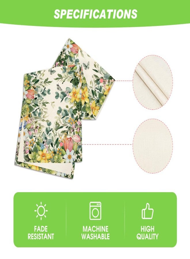 أرتويد مود مفرش طاولة ربيعي من Artoid Mode Bloom Flowers Eucalyptus، بوزن 210 غرام/متر مربع، لتزيين طاولة الطعام والمطبخ في فصل الصيف، مناسب لحفلات المنزل، مقاس 13 × 90 بوصة - Image 5