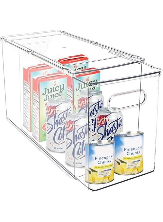 HOOKOR Refrigerator Organizer Bin with Pull-out Drawer, Large Fridge Organizer and Food Storage Clear Containers, Stackable Pantry Organizer with Handle, BPA Free (9L) - Image 1