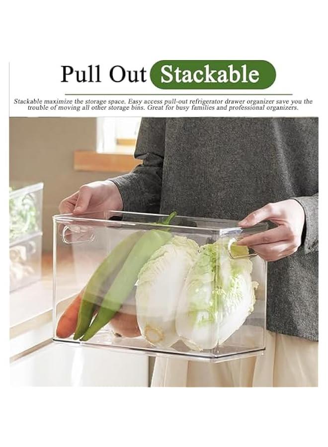 HOOKOR Refrigerator Organizer Bin with Pull-out Drawer, Large Fridge Organizer and Food Storage Clear Containers, Stackable Pantry Organizer with Handle, BPA Free (9L) - Image 2